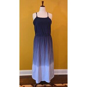 Tommy Hilfiger Ombre Maxi Dress Sleeveless Blue XL Women Lined Top Elastic Waist